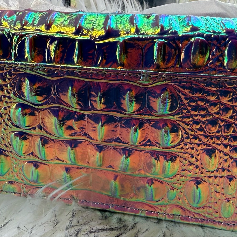 Brahmin Iridescent Croc-Embossed Crossbody in Rainbow Holographic - Picture 6 of 7